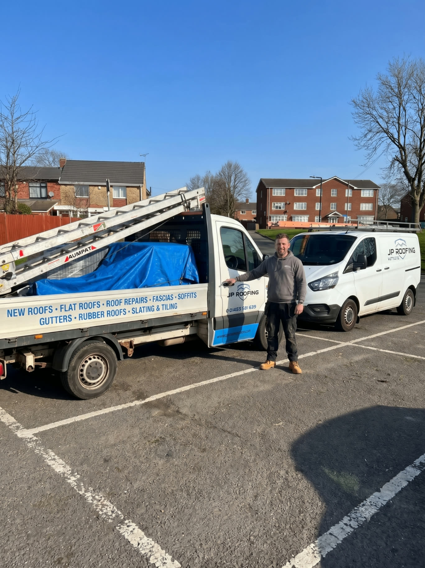 Albert and team of AJ Brown Roofseal Property Services with company van